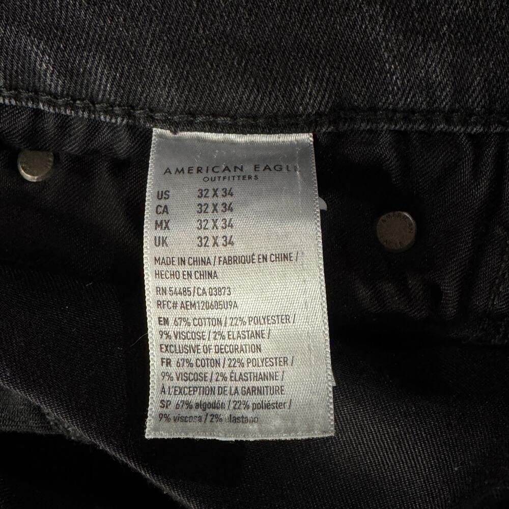 American Eagle SZ 32x34 Mens Skinny Flex Jeans Stretch Distressed Whiskered - Picture 10 of 11